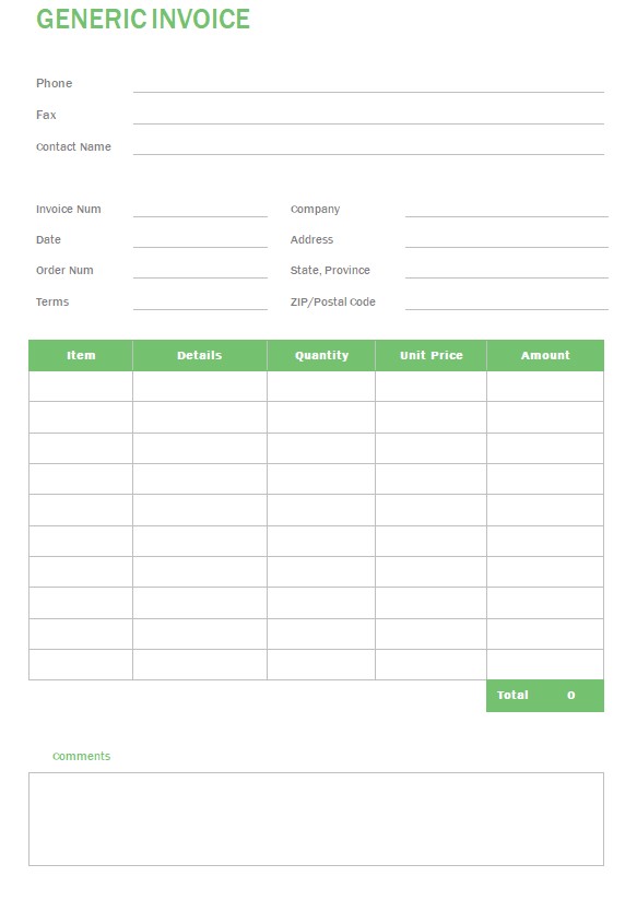 Free Generic Invoice PSD template